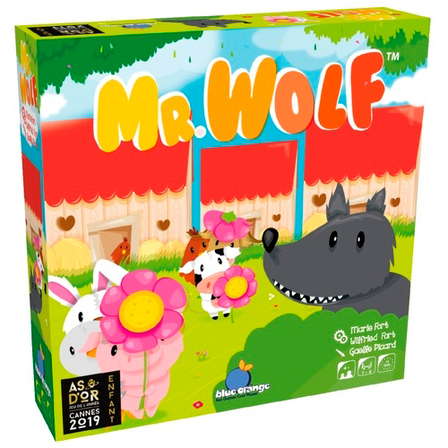 Didacti Juego Mr. Wolf;  1 juego de mesa,4 graneros 3D,28 fichas de animales,16 tejas de granero y 8 fichas