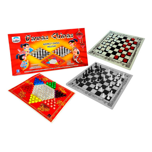 Didacti Damas chinas con ajedrez 83; 60 canicas de plástico, 36 piezas de ajedrez de plástico, 24 fichas de plástico para Damas Inglesas