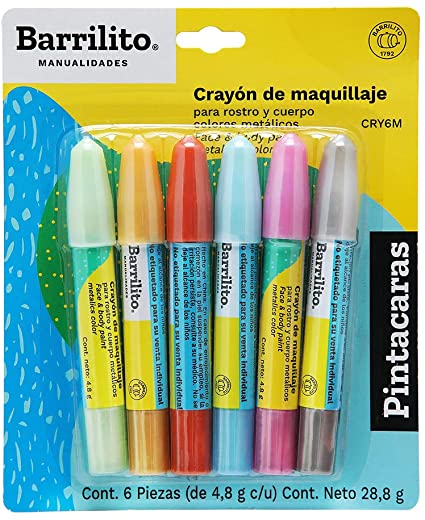 Didacti Crayón de maquillaje colores metálicos para rostro y cuerpo, 6 pzas