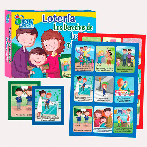 Didacti Lotería derechos y deberes de los niños y niñas  6081 6 tableros  23x29cm y 21 tarjetas tamaño aprox 3.5cm