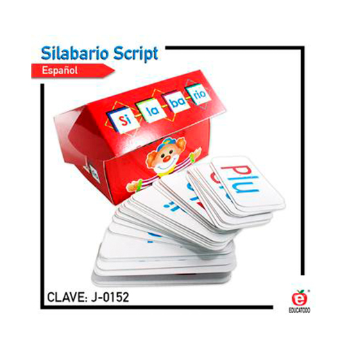 Didacti Silabario script  220 tarjetas (180 de 5x12 y 40 de 5x6cm)   J-0152